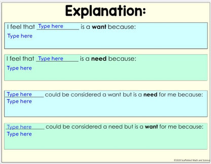 Wants vs. Needs Digital Sorting Activity