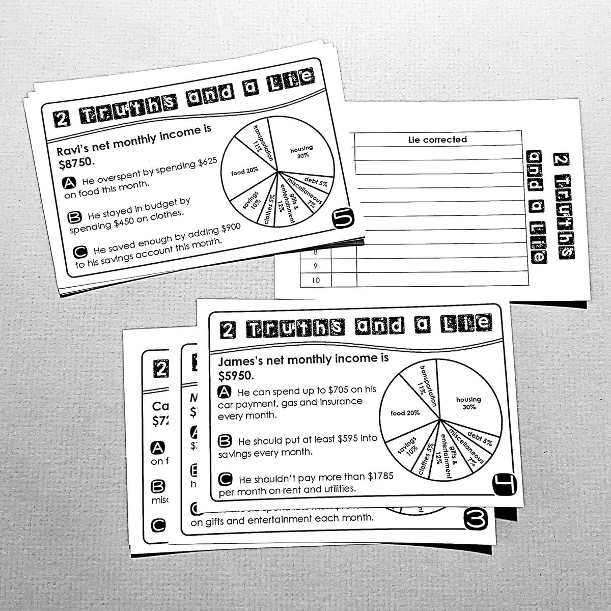 "2 Truths and a Lie" Budgeting Financial Literacy Error Analysis Activity