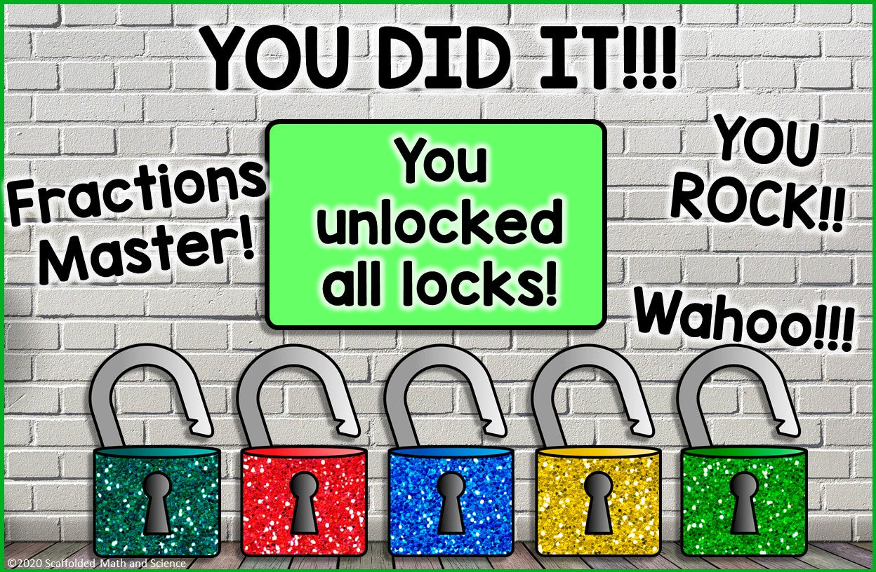 Fraction Review Digital Math Escape Room