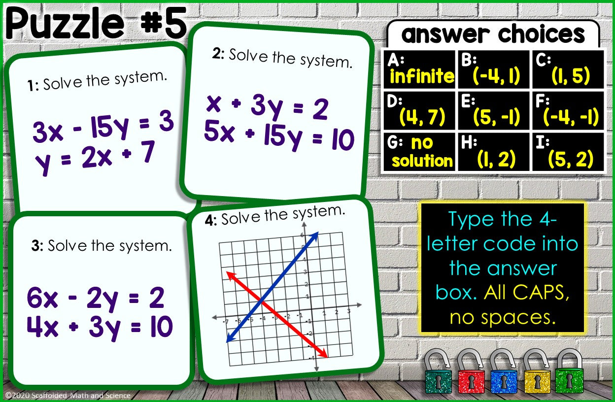 Systems of Equations Digital Math Escape Room
