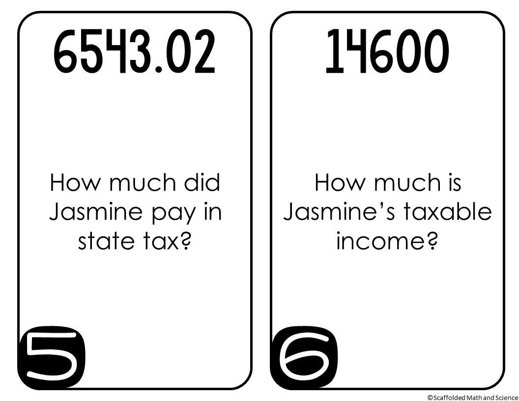 Tax Forms 1040, W-2, 1099, Schedule 1 Consumer Math Scavenger Hunt Activity