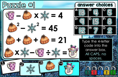 Digital Math Escape Room Holiday Activity Bundle