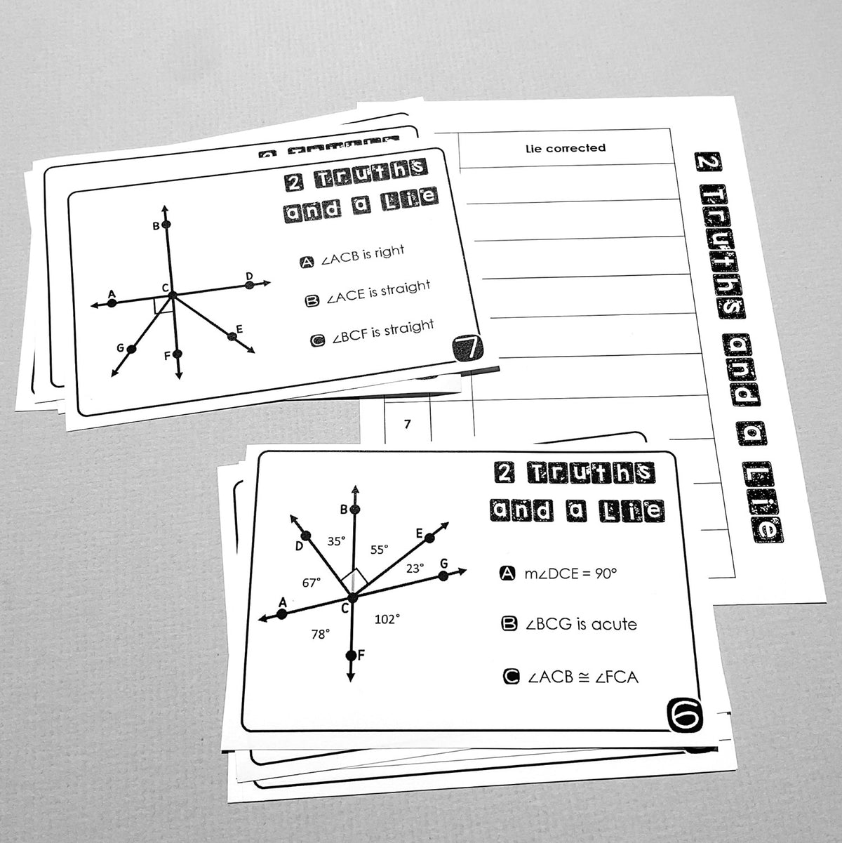 "2 Truths and a Lie" Classify & Measure Angles Math Error Analysis Activity
