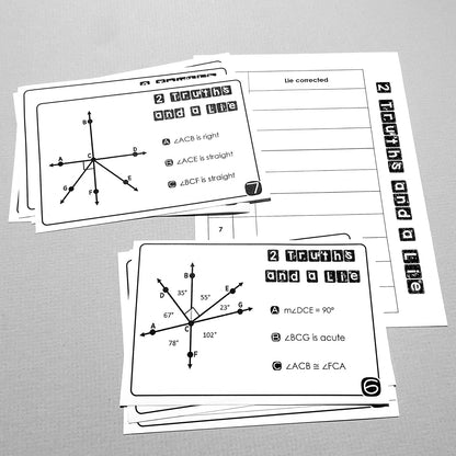 "2 Truths and a Lie" Classify & Measure Angles Math Error Analysis Activity