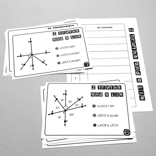 "2 Truths and a Lie" Classify & Measure Angles Math Error Analysis Activity