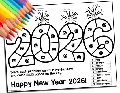 Editable New Years 2026 Algebra 1 Midterm Review Coloring Activity