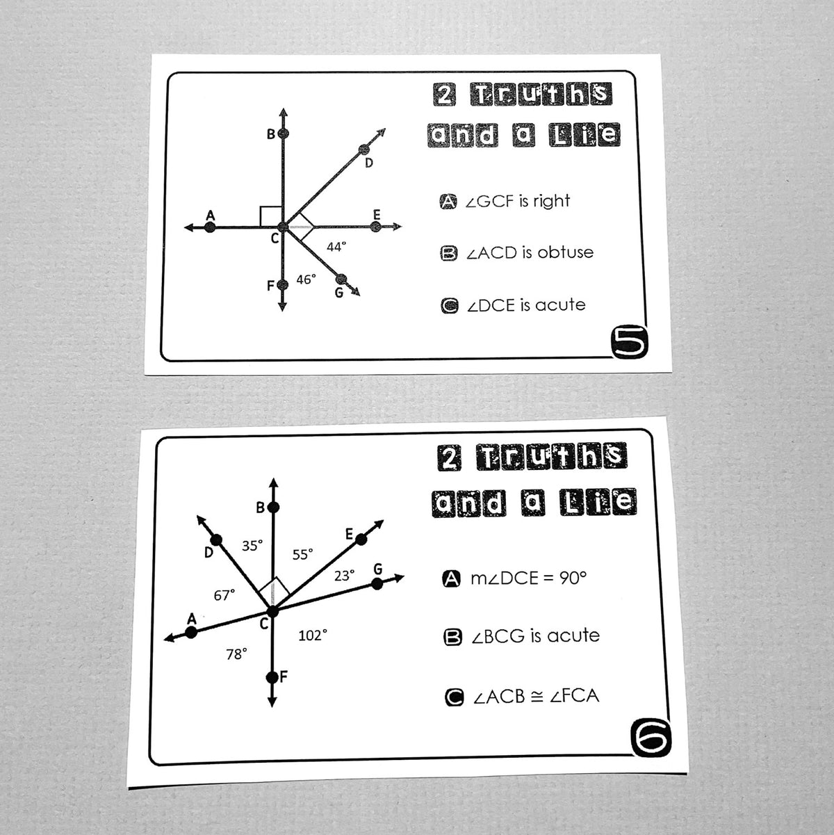 "2 Truths and a Lie" Classify & Measure Angles Math Error Analysis Activity