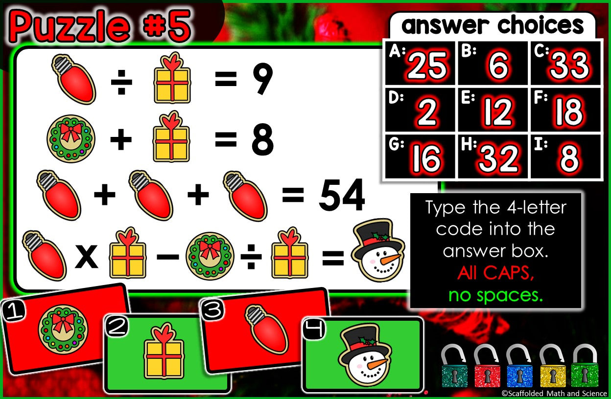 Digital Math Escape Room Holiday Activity Bundle