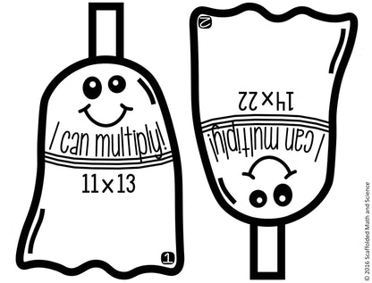 Multiplication Fall Math Pennant Activity for Halloween (2x2 digit)
