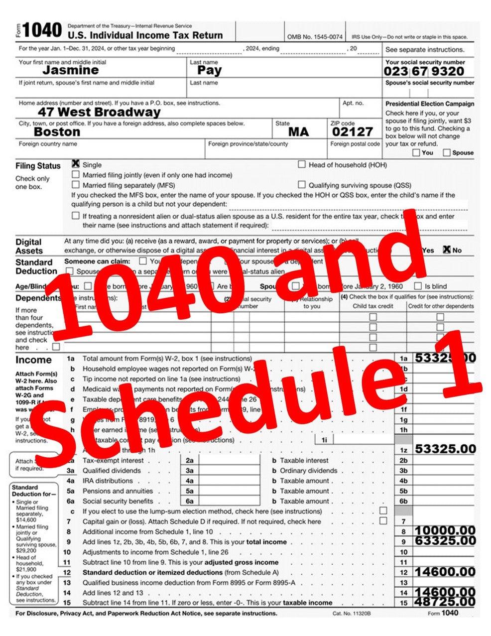 Tax Forms 1040, W-2, 1099, Schedule 1 Consumer Math Scavenger Hunt Activity