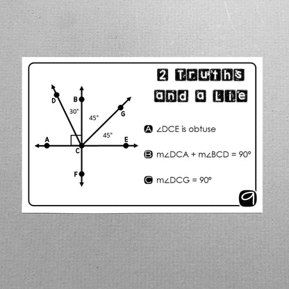 "2 Truths and a Lie" Classify & Measure Angles Math Error Analysis Activity