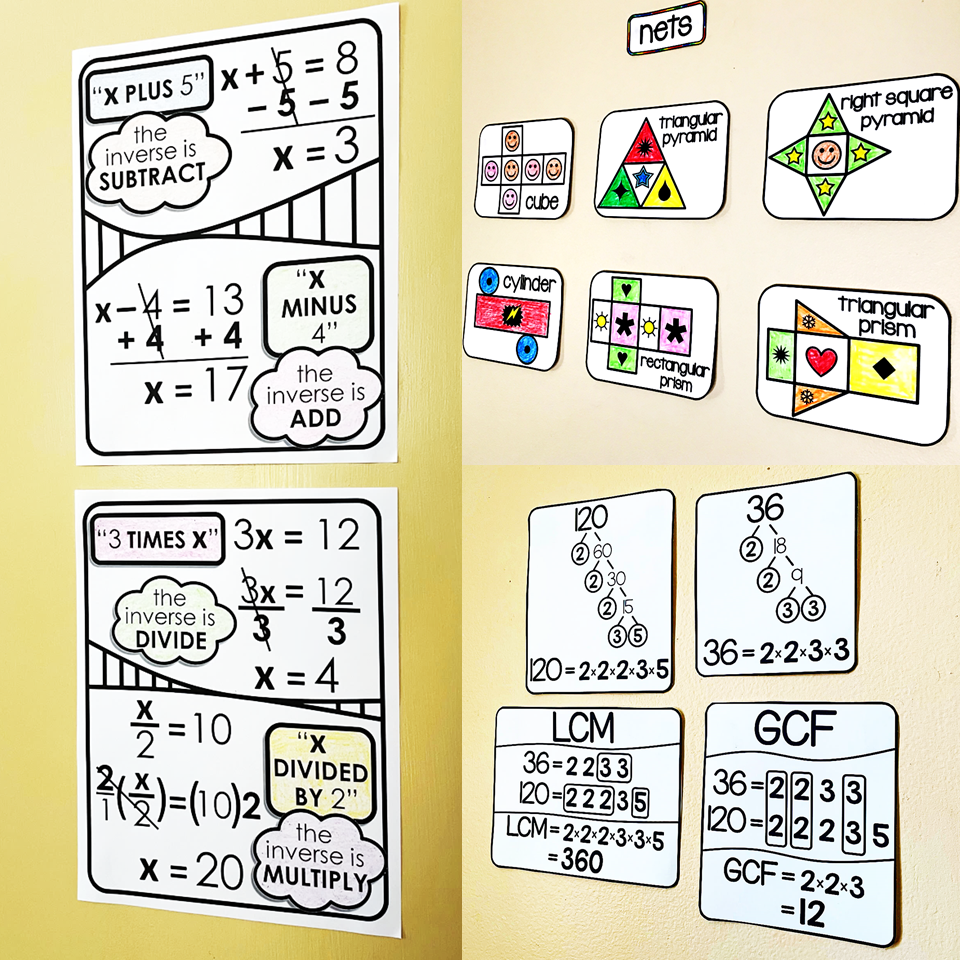 Grades 6-9 {MIDDLE SCHOOL and ALGEBRA} Math Word Wall Bundle