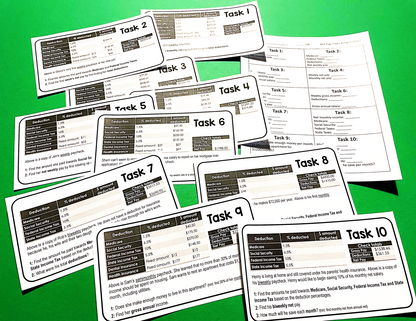 Paycheck Task Cards Financial Literacy Activity