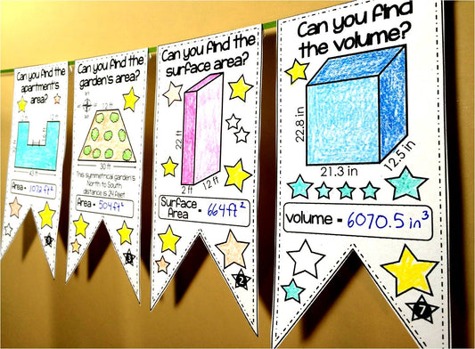 Volume and Surface Area of Prisms with Composite Figures Math Pennant Activity